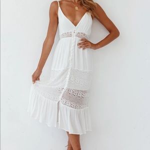 White Lace Midi Dress